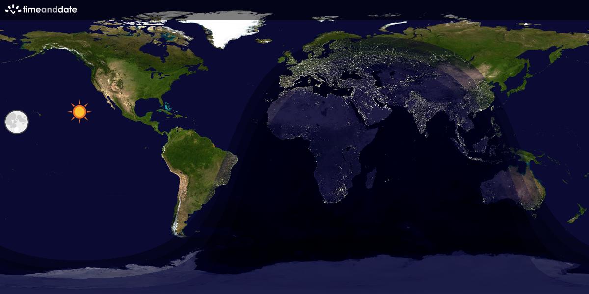 Verdenskart som viser dag og natt 