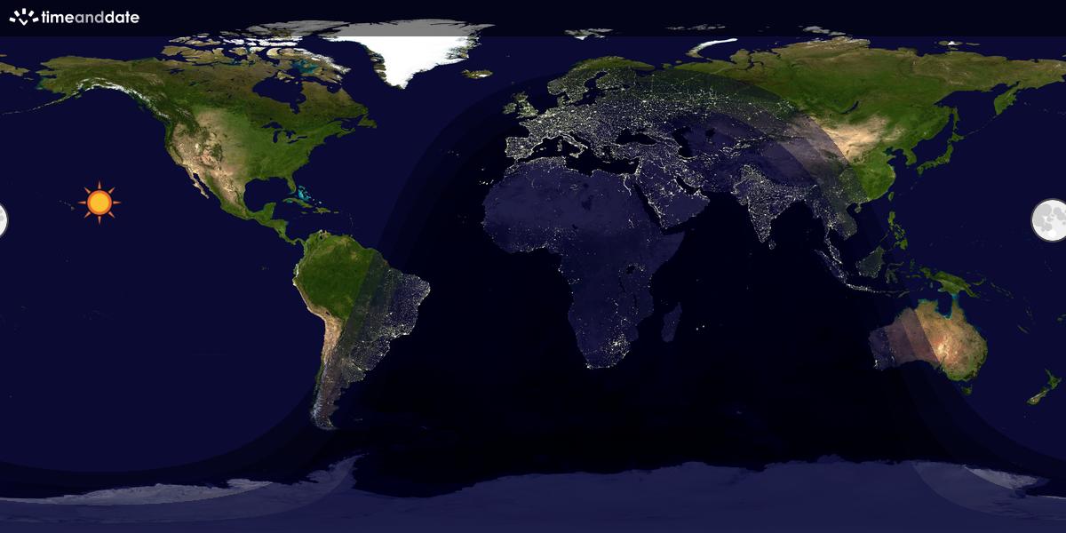 Verdenskart som viser dag og natt 