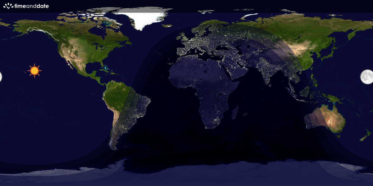 Verdenskart som viser dag og natt 