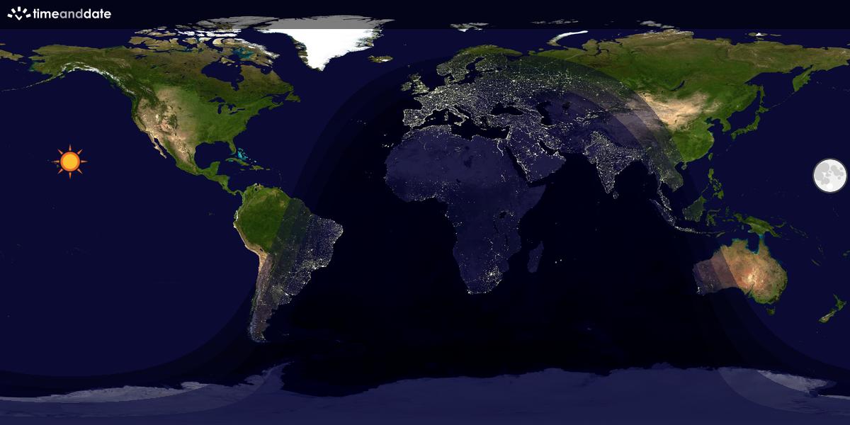 Verdenskart som viser dag og natt 