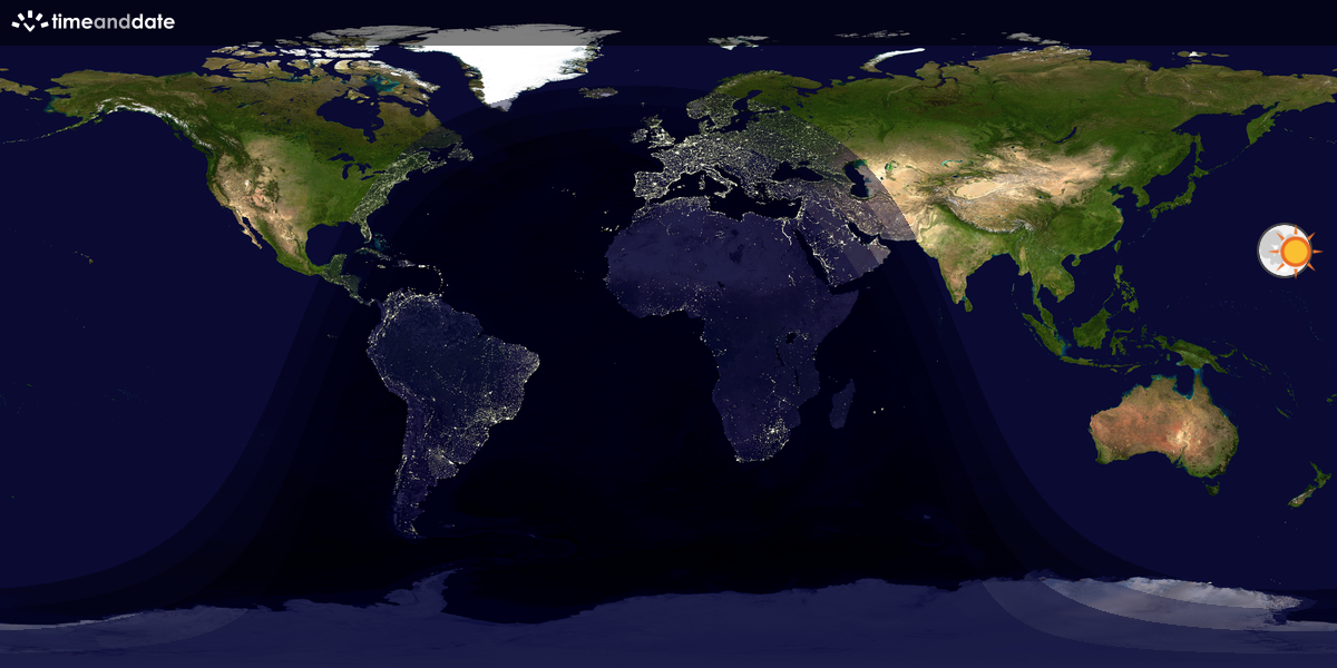Verdenskart som viser dag og natt 