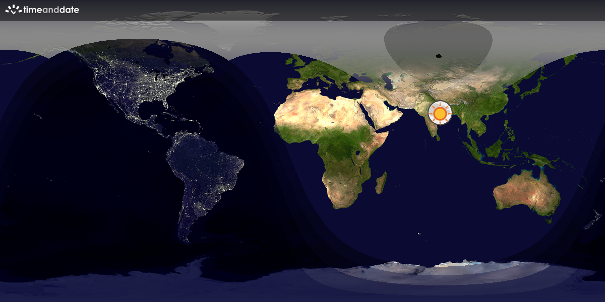 Verdenskart som viser dag og natt 
