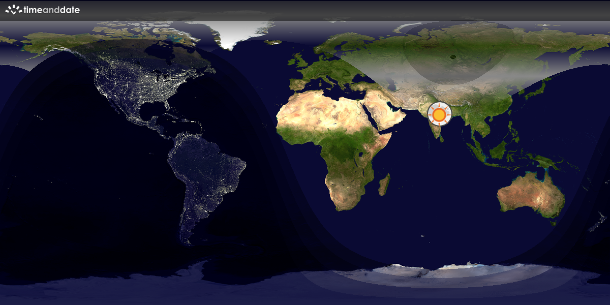 Verdenskart som viser dag og natt 