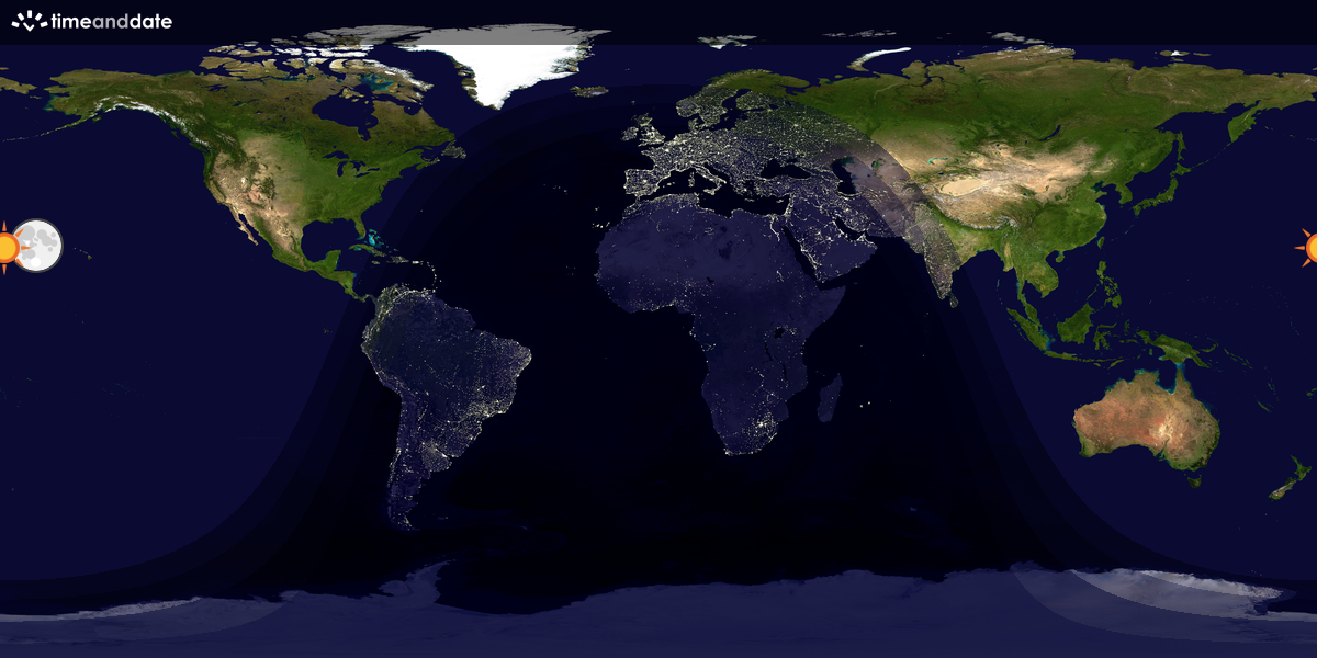 Verdenskart som viser dag og natt 