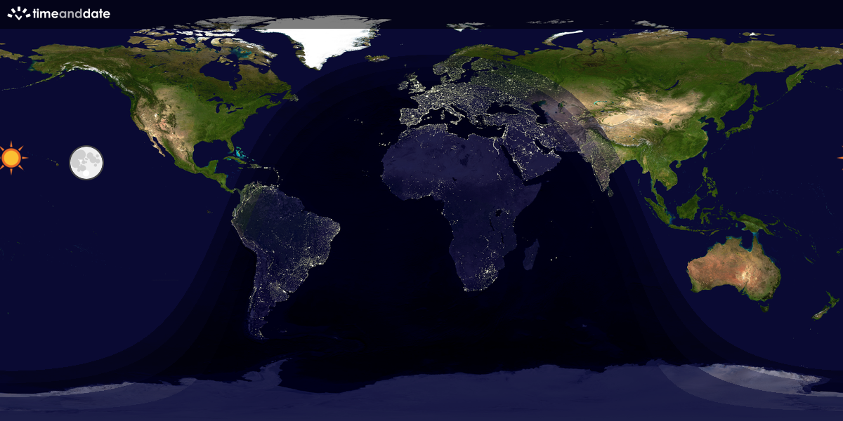 Verdenskart som viser dag og natt 