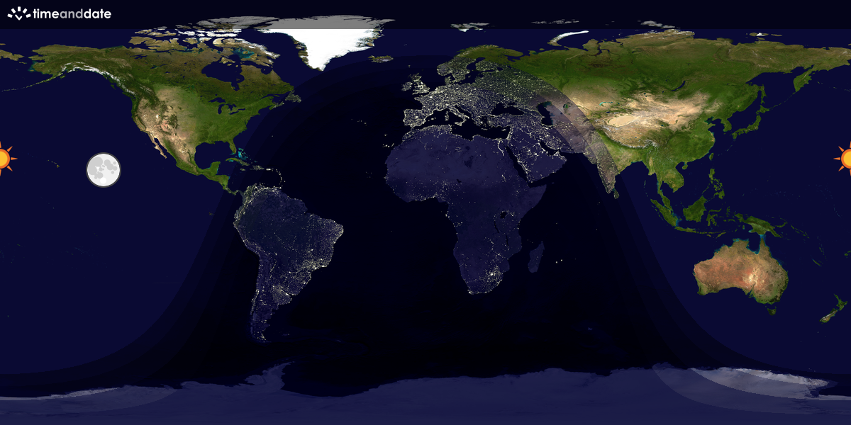 Verdenskart som viser dag og natt 