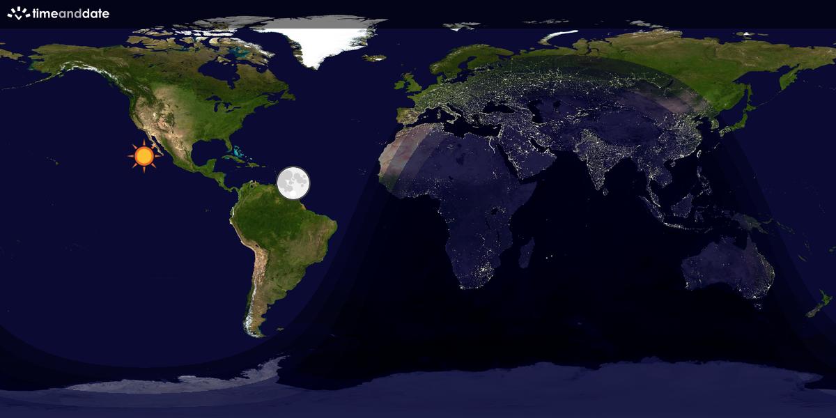 Verdenskart som viser dag og natt 