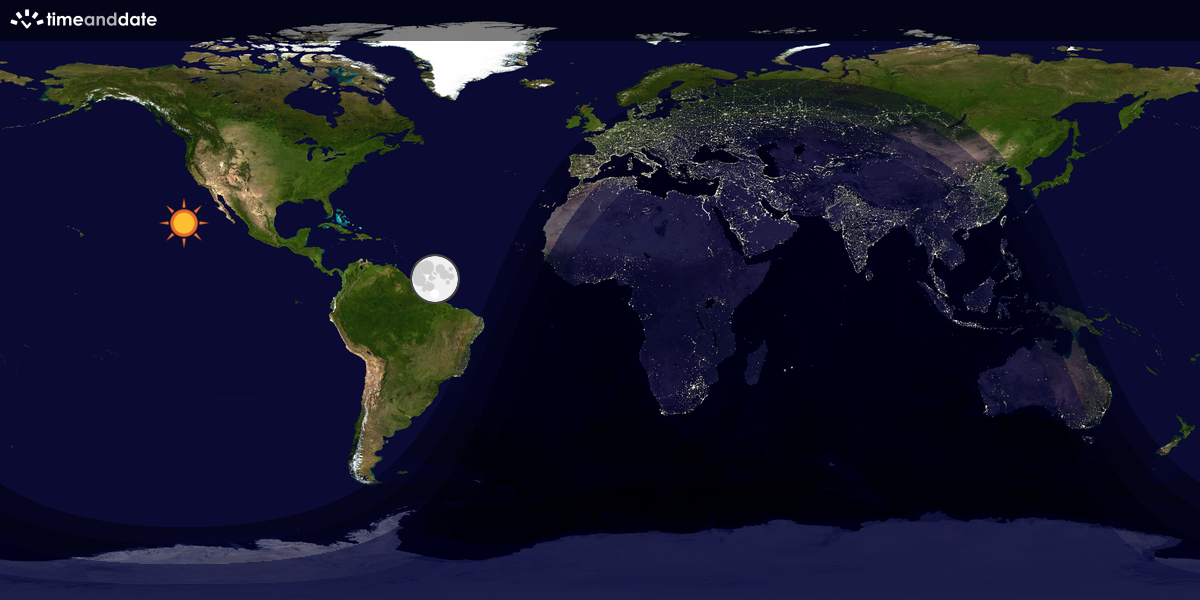 Verdenskart som viser dag og natt 