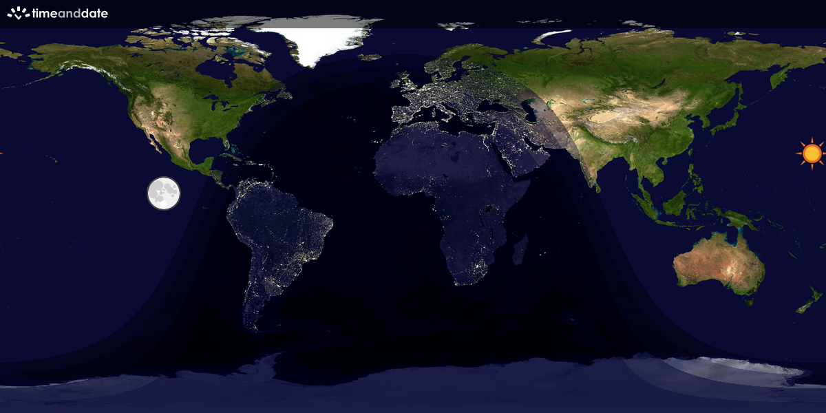 Verdenskart som viser dag og natt 