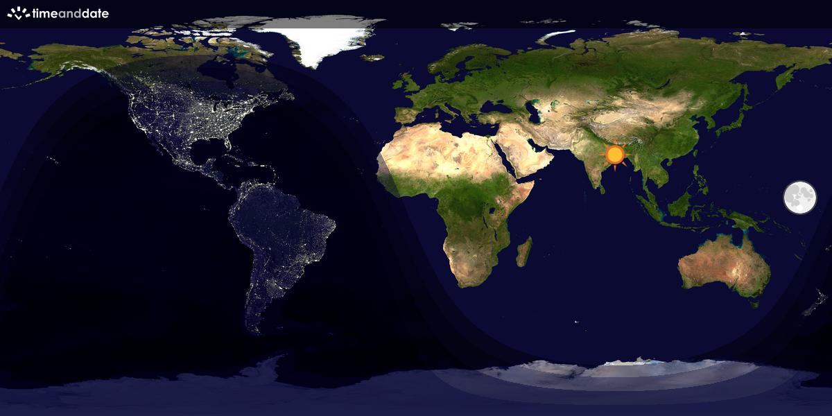 Verdenskart som viser dag og natt 