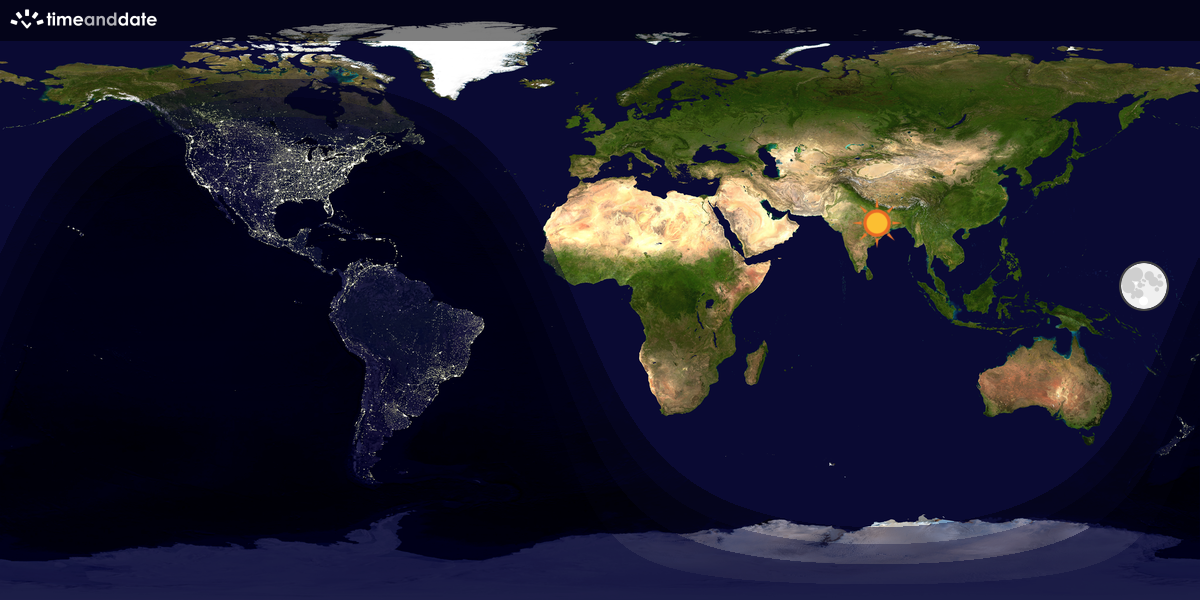 Verdenskart som viser dag og natt 