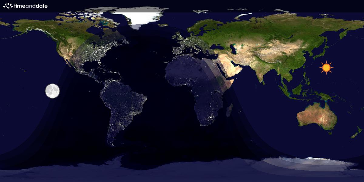 Verdenskart som viser dag og natt 