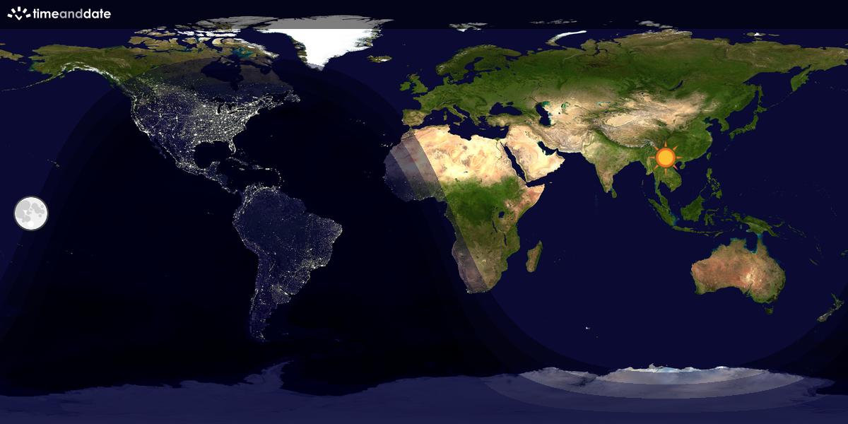 Verdenskart som viser dag og natt 