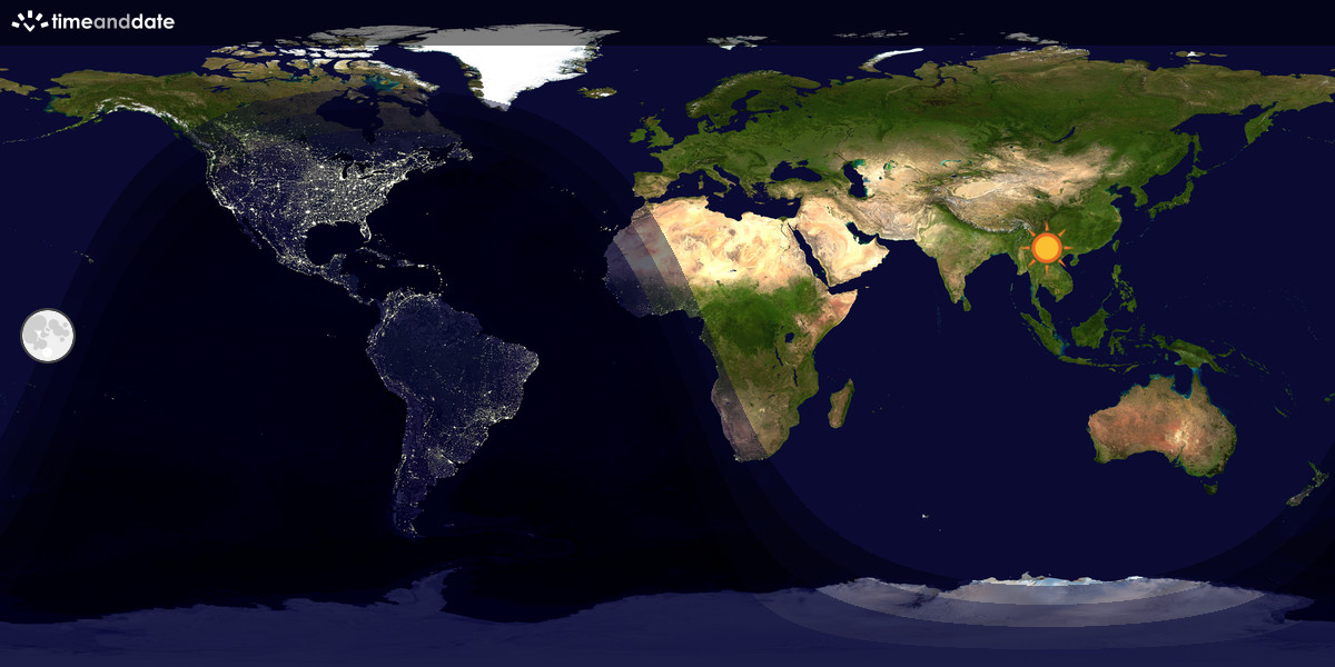 Verdenskart som viser dag og natt 