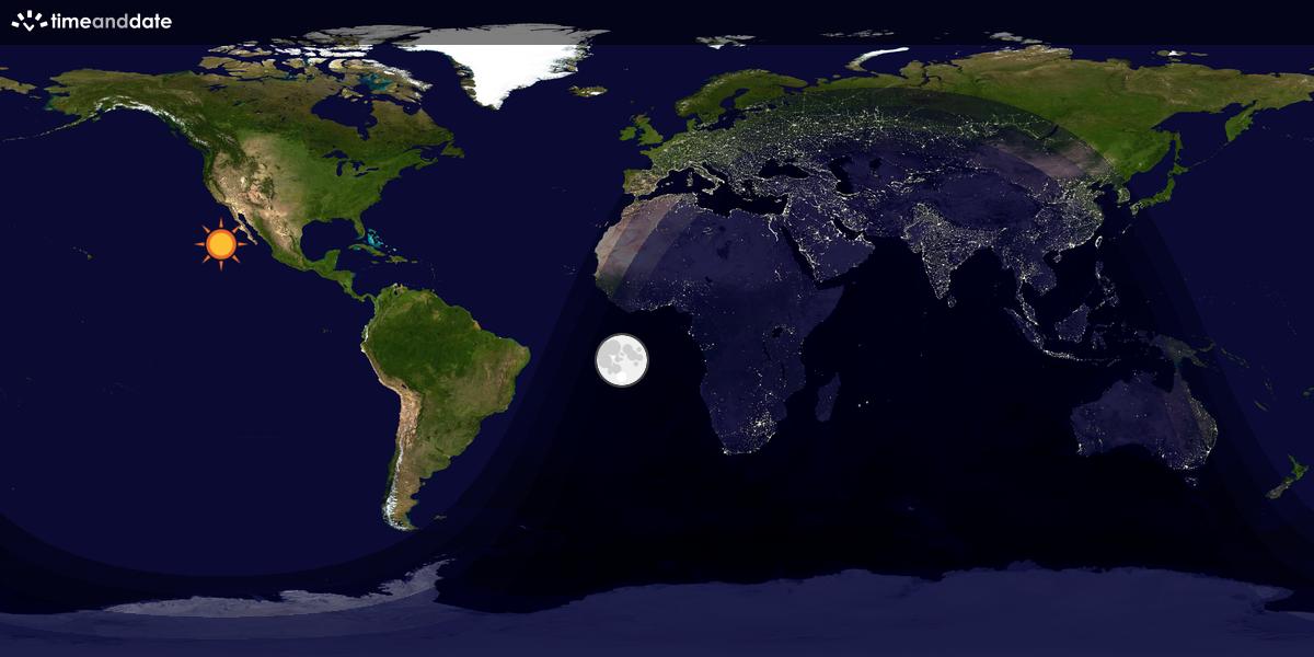 Verdenskart som viser dag og natt 