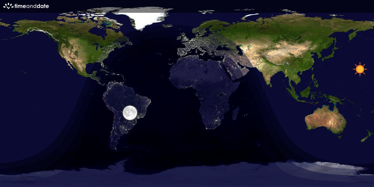 Verdenskart som viser dag og natt 