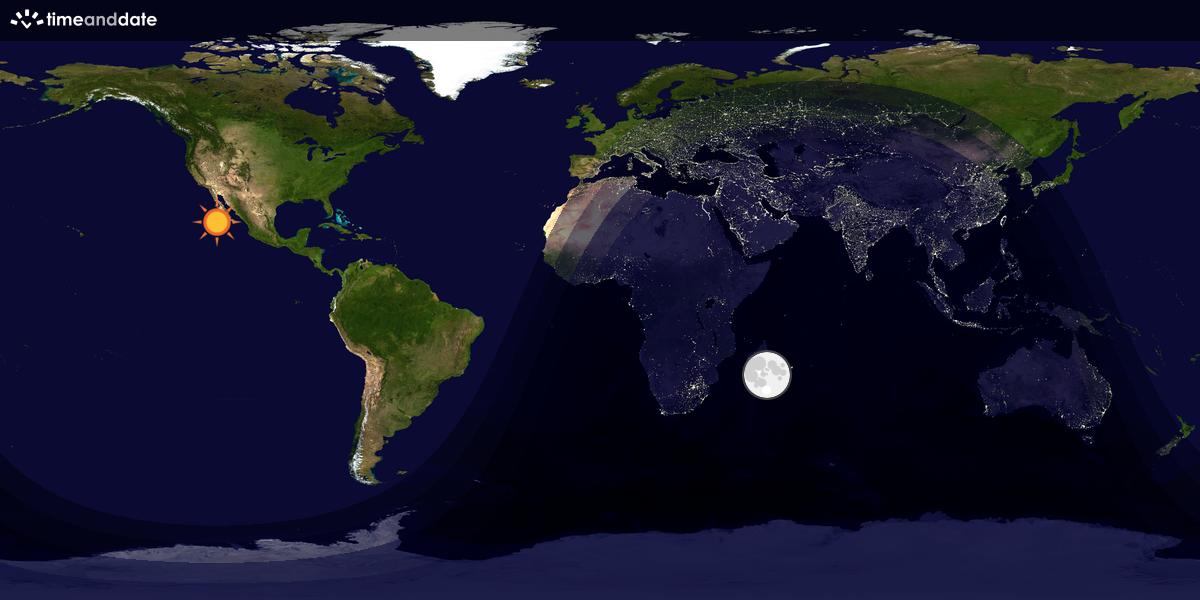 Verdenskart som viser dag og natt 