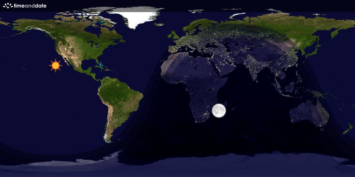 Verdenskart som viser dag og natt 