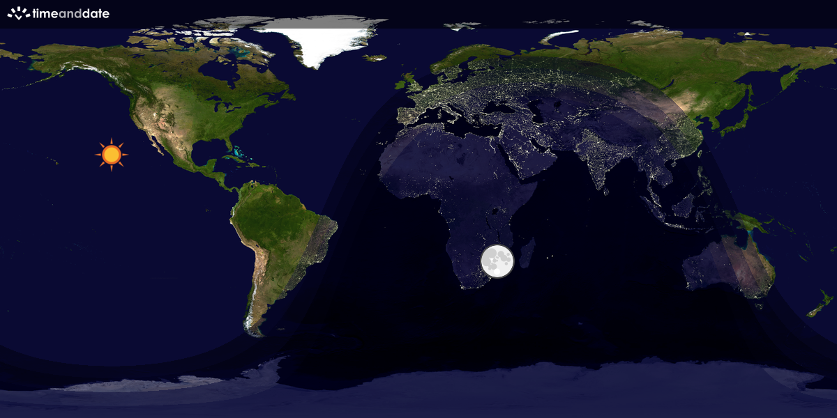 Verdenskart som viser dag og natt 