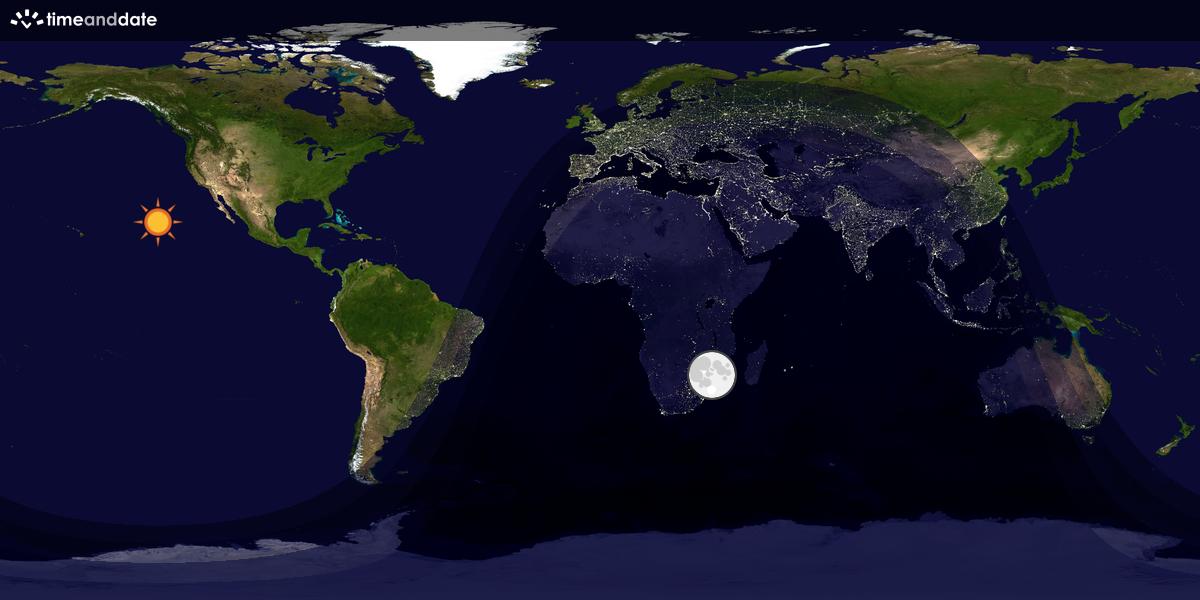 Verdenskart som viser dag og natt 