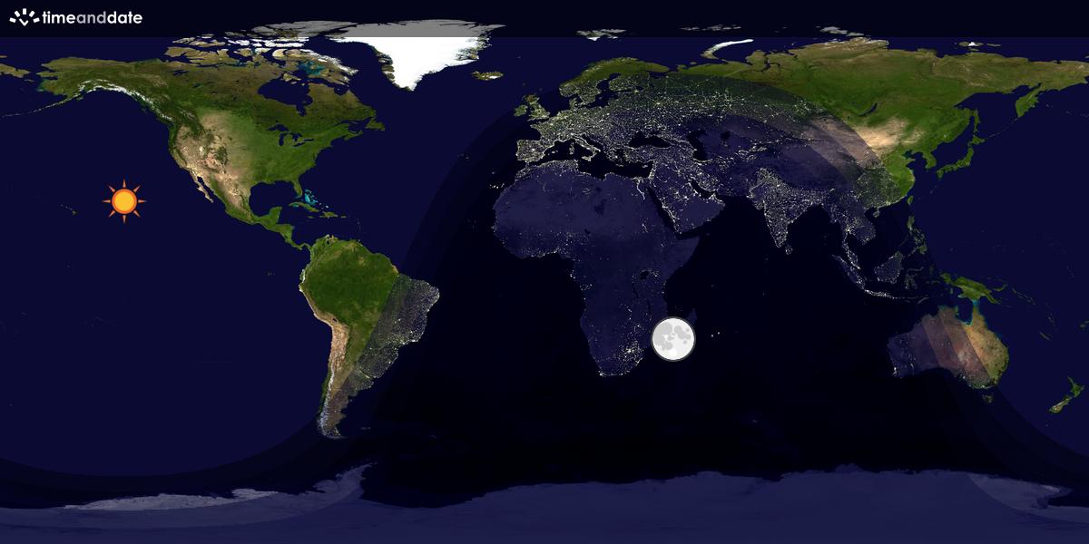 Verdenskart som viser dag og natt 