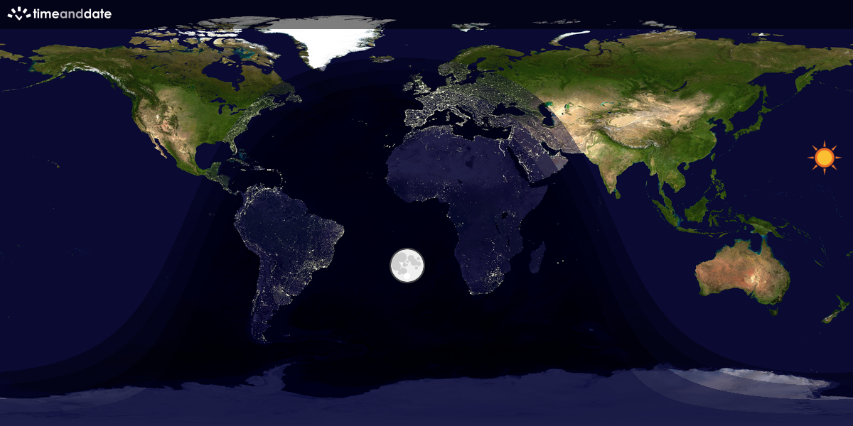 Verdenskart som viser dag og natt 