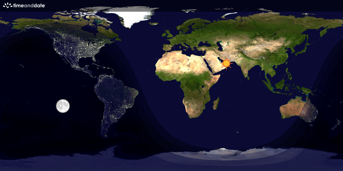 Verdenskart som viser dag og natt 