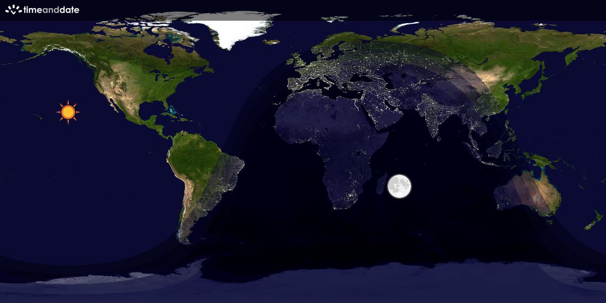 Verdenskart som viser dag og natt 