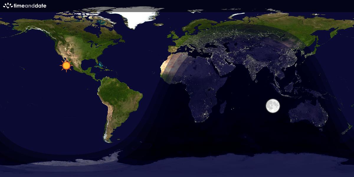 Verdenskart som viser dag og natt 