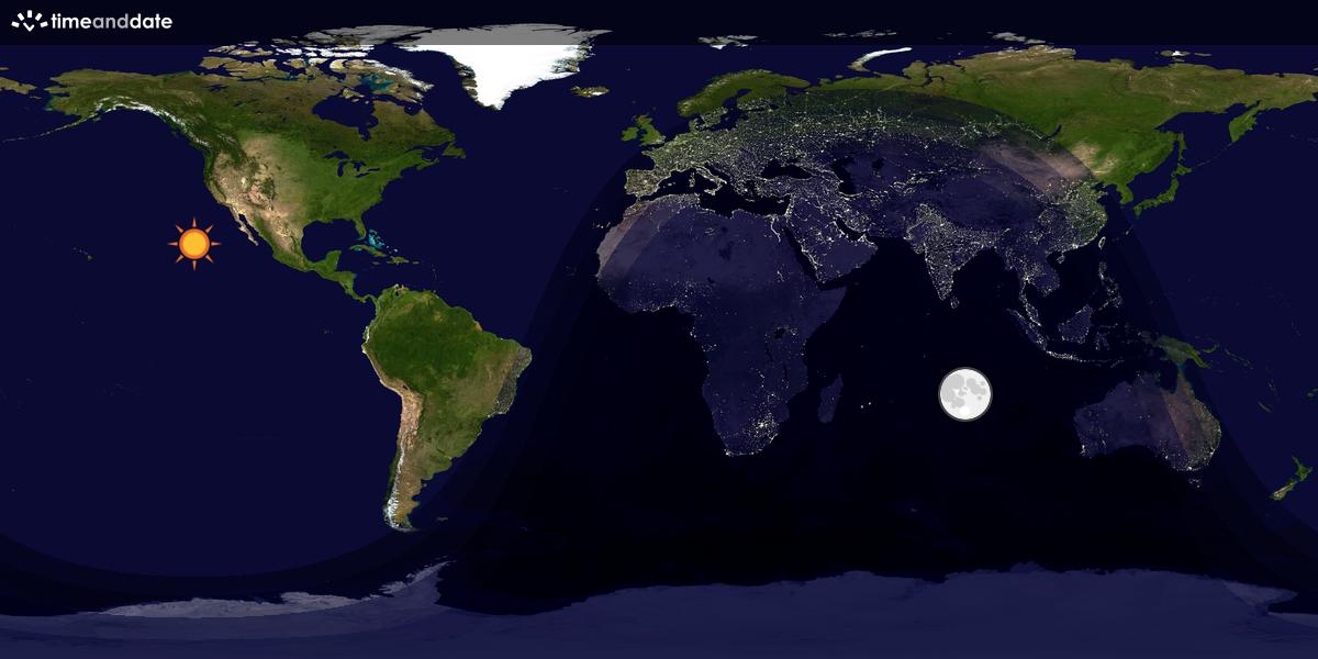 Verdenskart som viser dag og natt 