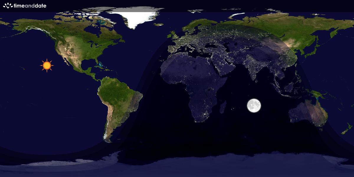 Verdenskart som viser dag og natt 
