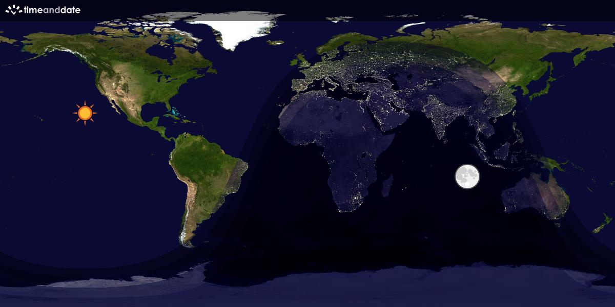 Verdenskart som viser dag og natt 