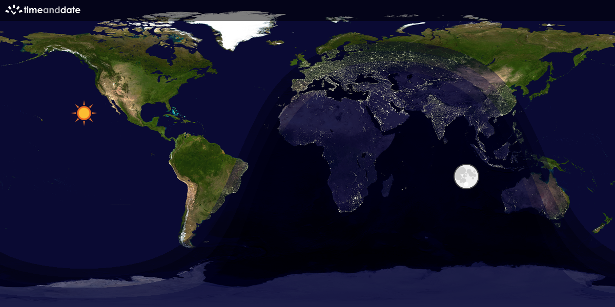 Verdenskart som viser dag og natt 