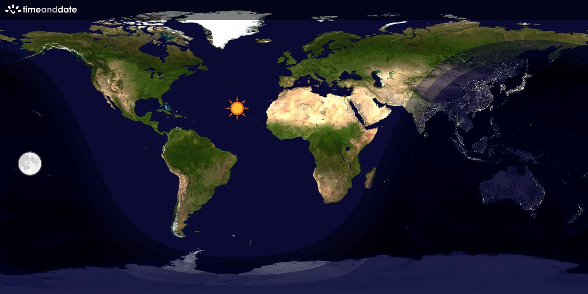 Verdenskart som viser dag og natt 