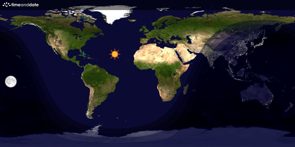 Verdenskart som viser dag og natt 