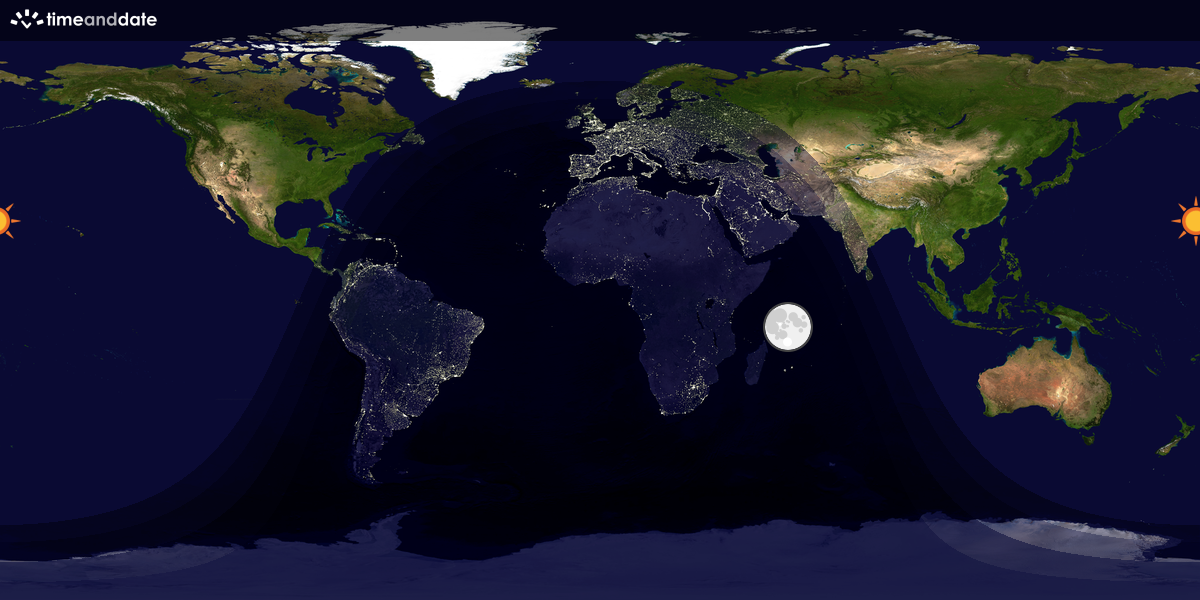 Verdenskart som viser dag og natt 