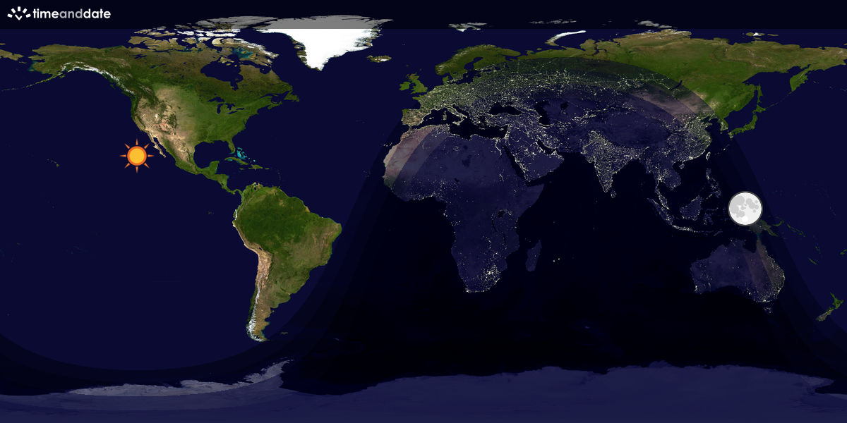Verdenskart som viser dag og natt 