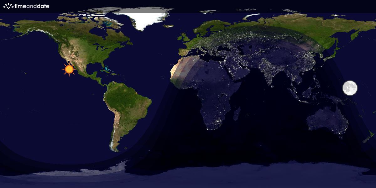 Verdenskart som viser dag og natt 