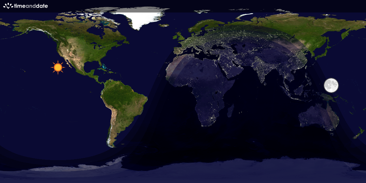 Verdenskart som viser dag og natt 