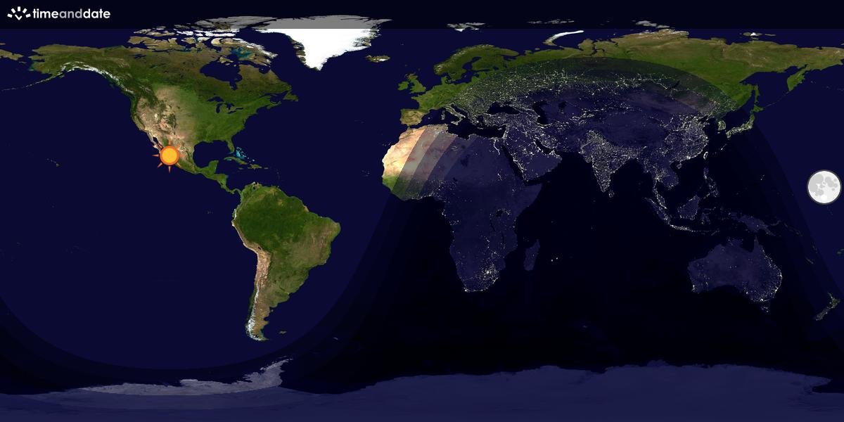 Verdenskart som viser dag og natt 