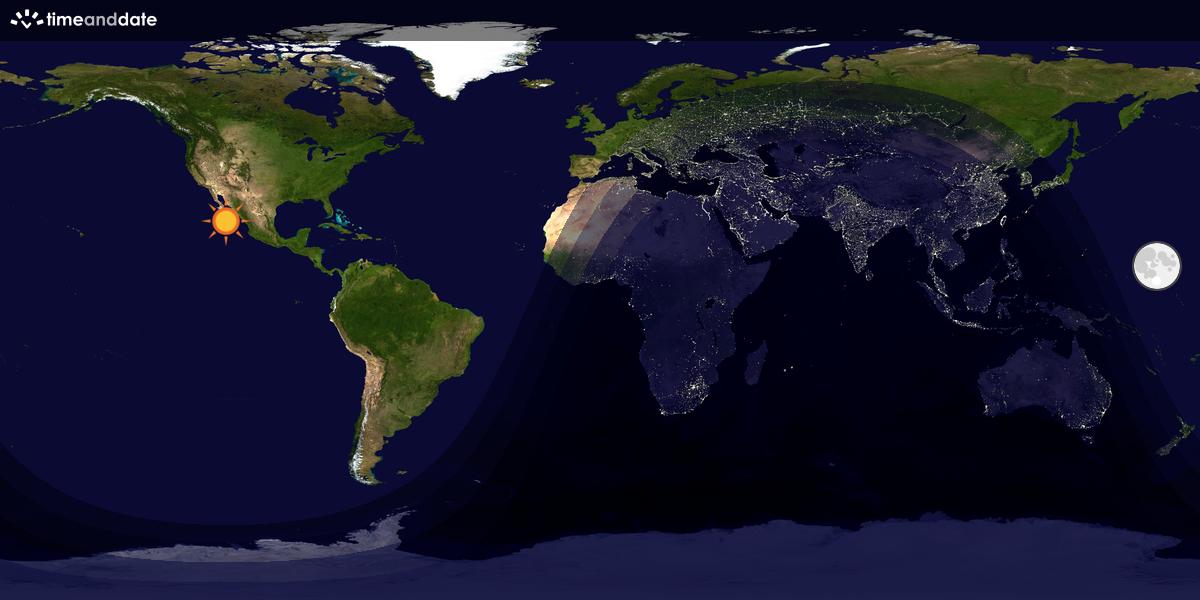 Verdenskart som viser dag og natt 