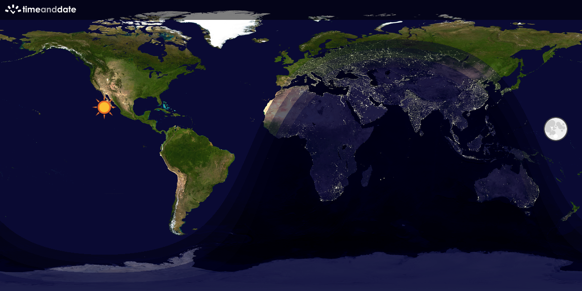 Verdenskart som viser dag og natt 