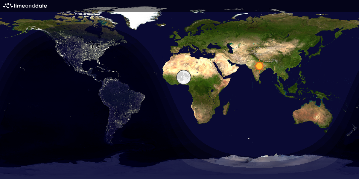 Verdenskart som viser dag og natt 