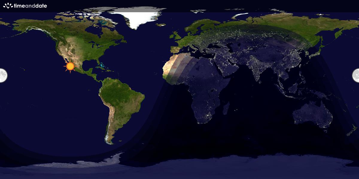 Verdenskart som viser dag og natt 