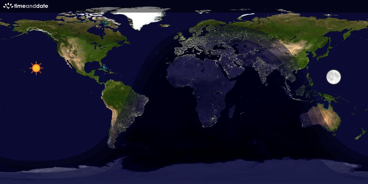 Verdenskart som viser dag og natt 