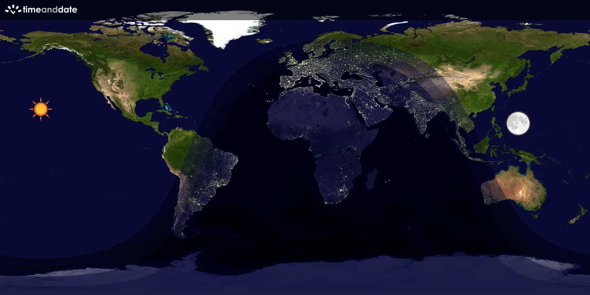 Verdenskart som viser dag og natt 