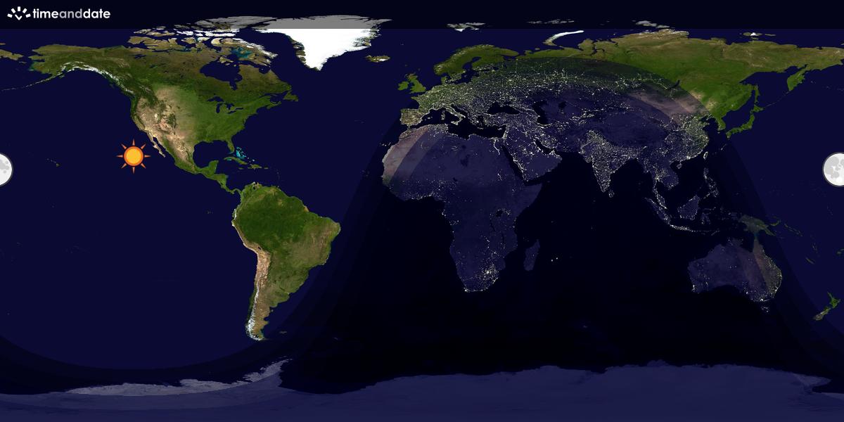 Verdenskart som viser dag og natt 