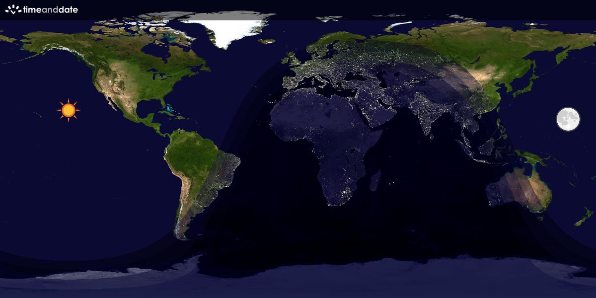 Verdenskart som viser dag og natt 