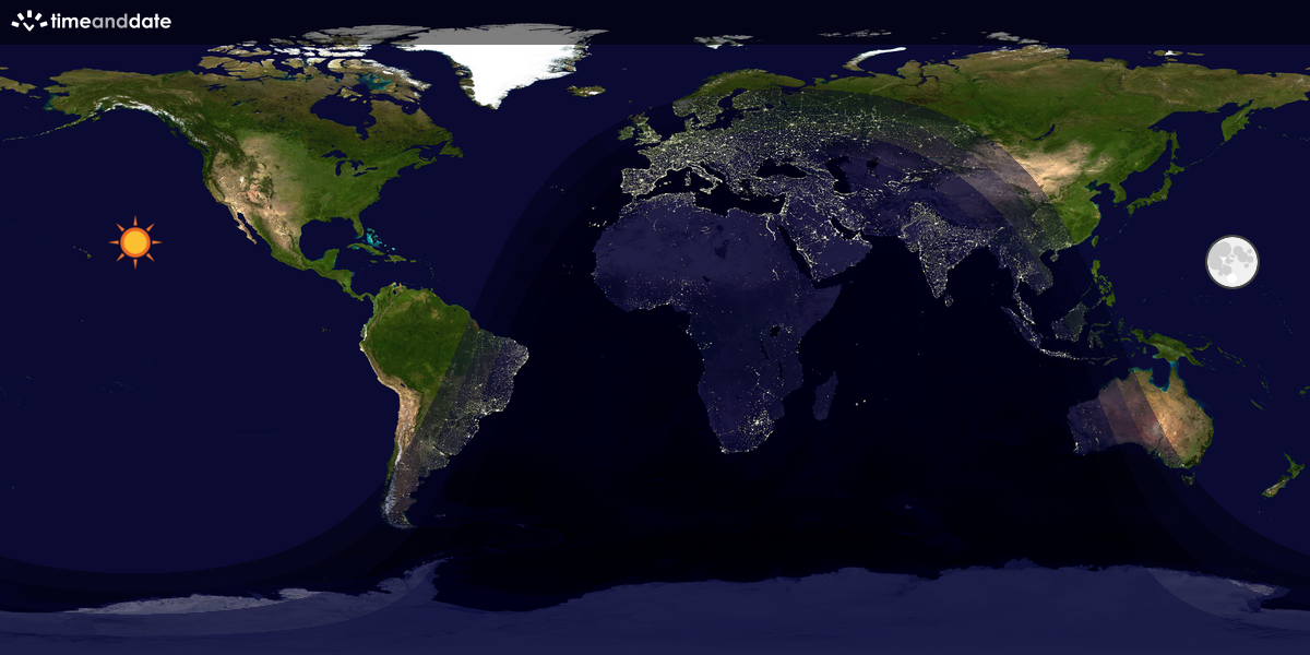 Verdenskart som viser dag og natt 