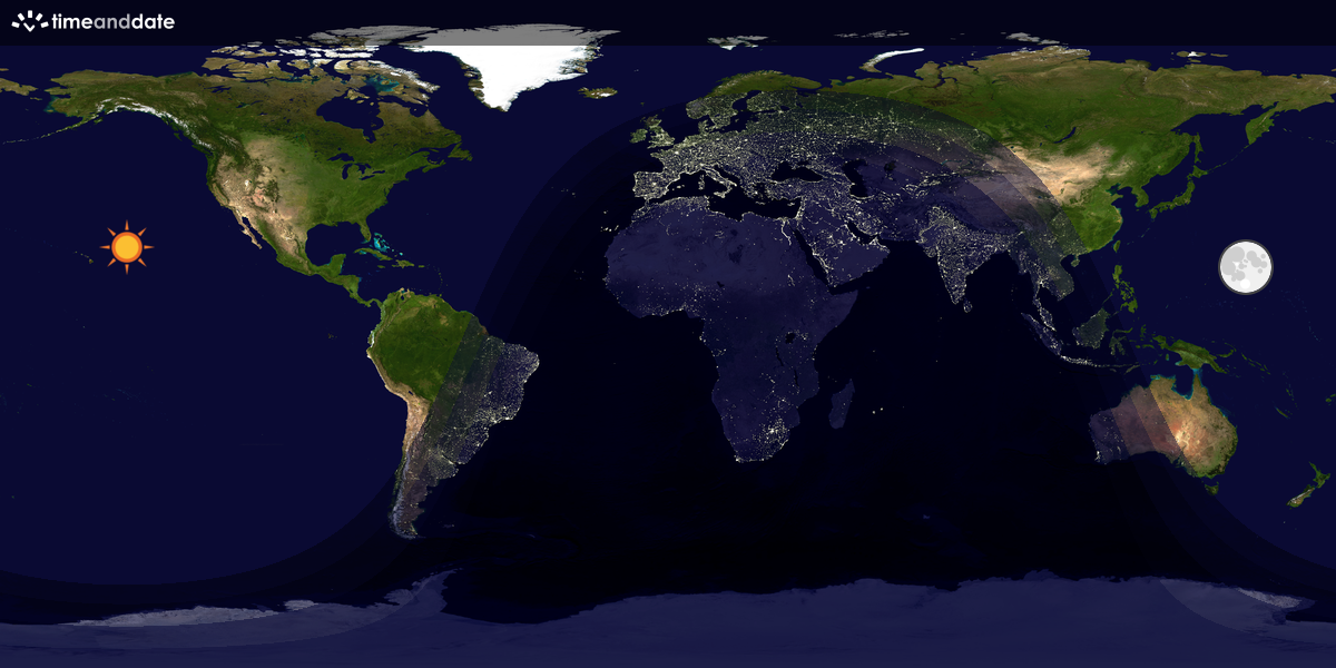 Verdenskart som viser dag og natt 